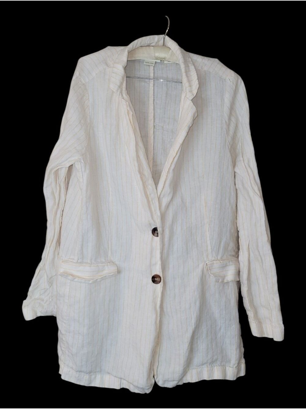 Cynthia Rowley Pin Striped Linen Jacket Blazer 2 Button Front M